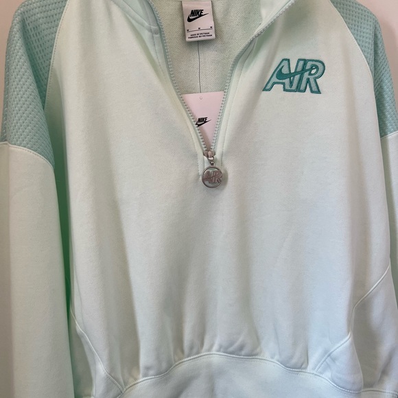 Women’s Nike Cropped 1/2 Zip Sweatshirt size Medium Teal - Picture 2 of 6